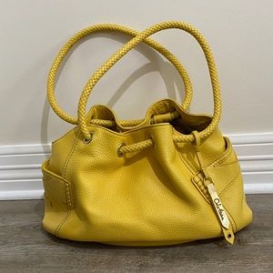 Cole Haan Leather Bag with Braided Leather Handles, Yellow, Beautiful Co…